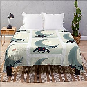 Space Invaders and Moon Throw Blanket