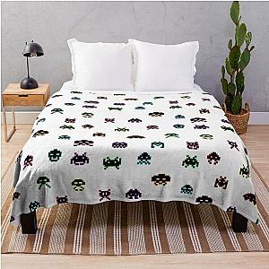 Space Invaders Collection in Black Throw Blanket