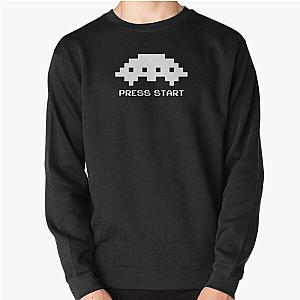 Press to play Space Invaders Mothership White Pullover Sweatshirt