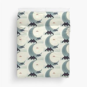 Space Invaders and Moon Duvet Cover
