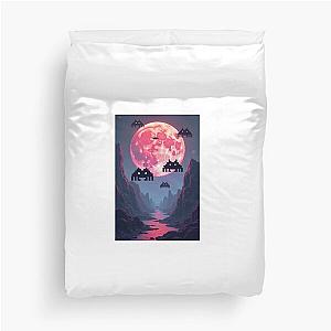 Space invaders and Moon Duvet Cover