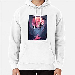 Space Invaders and Moon Pullover Hoodie
