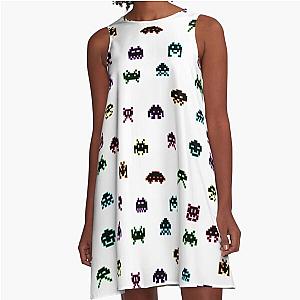 Space Invaders collection in black A-Line Dress
