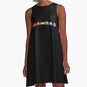 Space Invaders Pixel Art Rainbow Aliens Classic Dress