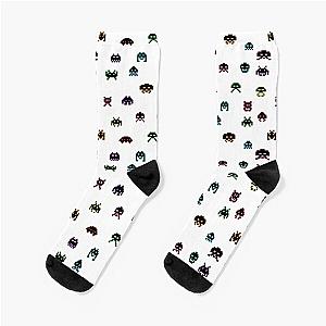 Space Invaders Collection in Black Color Outline Socks