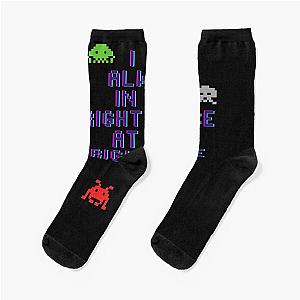 I am in the right place at the right time Space Invaders Socks