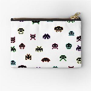Space Invaders Collection in Black (Color Outline) Zipper Pouch