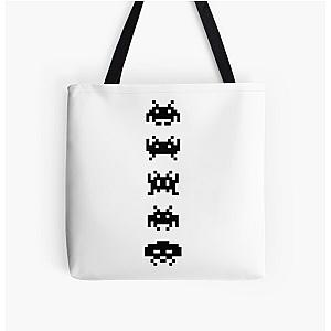 Space Invaders Vertical All Over Print Tote Bag