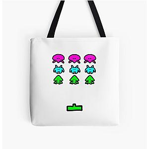 Space Invaders Over Print Tote Bag