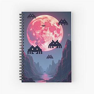 Space Invaders Moon Spiral Notebook