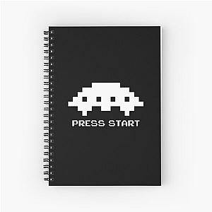 Press Start to play Space Invaders Mothership Spiral Notebook