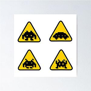 Space Invaders sign (Shadow Version) Poster