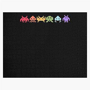 Space Invaders Pixel Art Rainbow Aliens Classic Jigsaw Puzzle