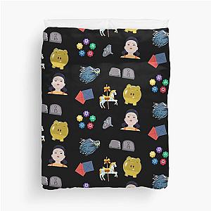 Young Hee, Piggy Bank, Ggi, Ddakji, Mingle, Jegi, Squid Game Netflix Duvet Cover