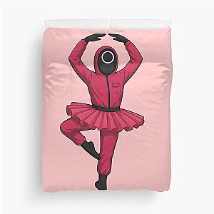 Squid Game Guard Ballerina - Funny Vector Art in Pink Tutu Parody Fan Design Korean Netflix Mashup Duvet Cover