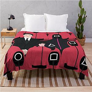 Squid Game Recruiter Kang No-eul Masked Officer Pink Guards Netflix Throw Blanket