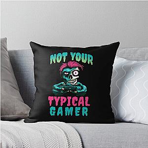 Not Typical Gamer Zombie Design Throw Pillow