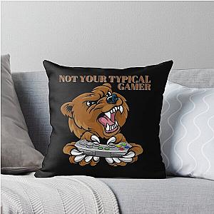 Not Your Typical Gamer Bear Design Throw Pillow