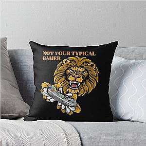 Not Your Typical Gamer Lion Design Throw Pillow