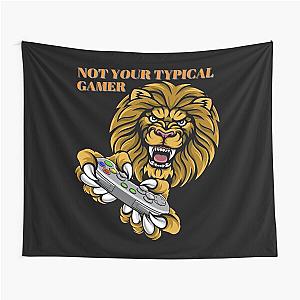 Not Your Typical Gamer Lion Design Tapestry