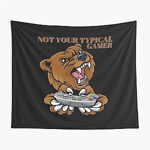 Not Your Typical Gamer Bear Design Tapestry