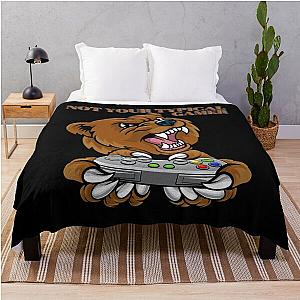 Not Your Typical Gamer Bear Design Throw Blanket