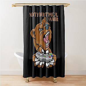 Not Your Typical Gamer Bear Design Shower Curtain