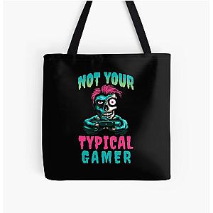 Not Your Typical Gamer Zombie Design All Over Print Tote Bag