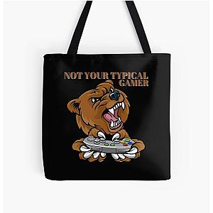 Not Your Typical Gamer Bear Design Tote Bag