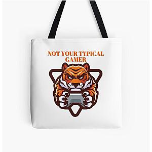 Not Your Typical Gamer Tiger Design Tote Bag